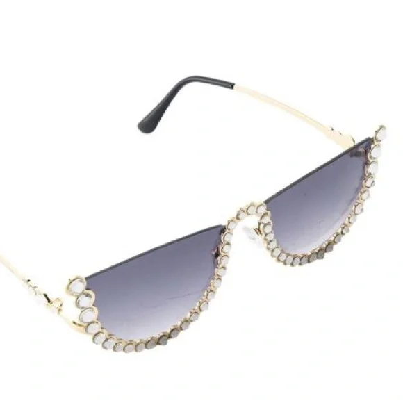 •Golden Bling• Semi-Rimless Sunglasses - Picture 3 of 3